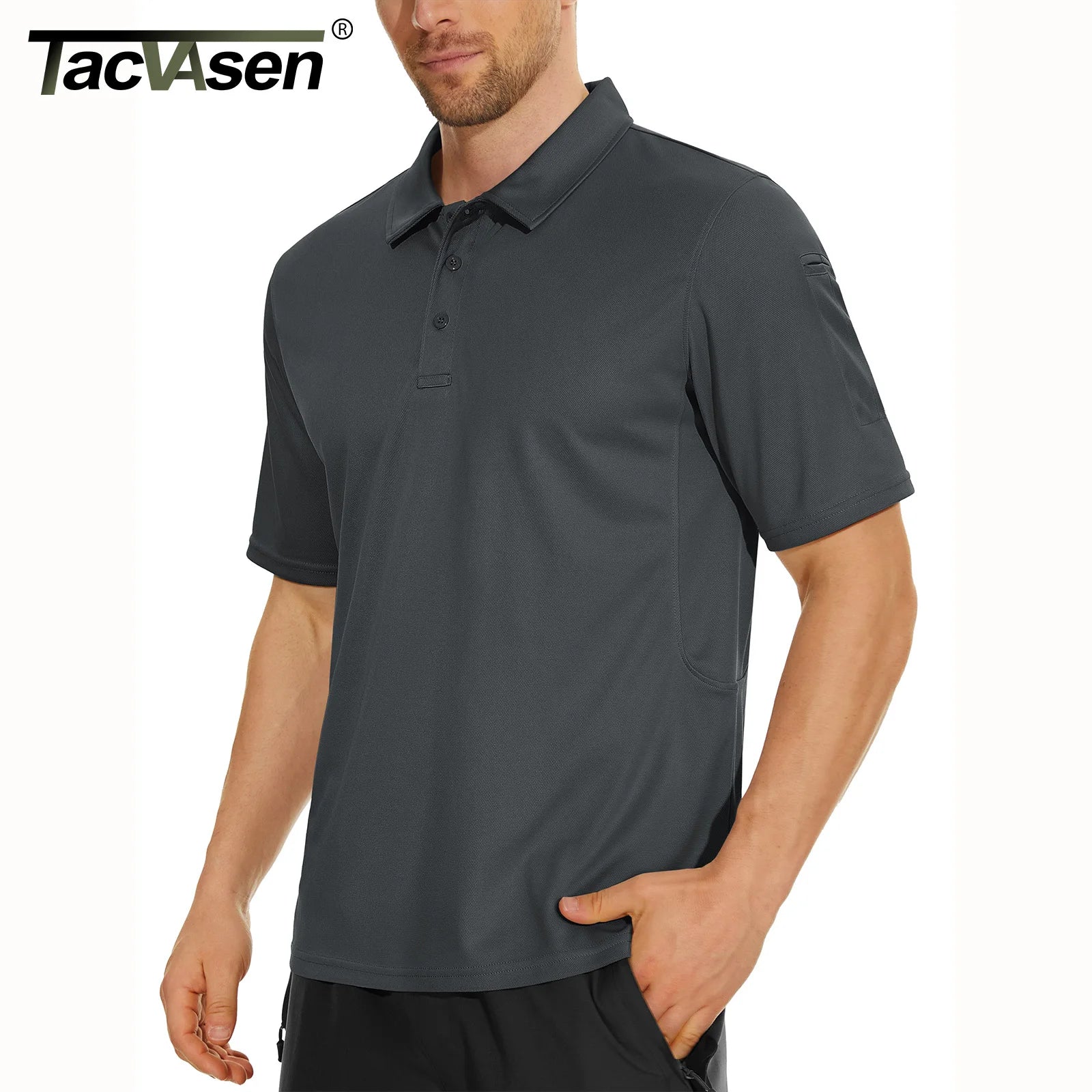 TACVASEN Summer Colorful Fashion Polo Tee Shirts Men's Short Sleeve T-shirt Quick Dry Army Team Work Green T-Shirt Tops Clothing