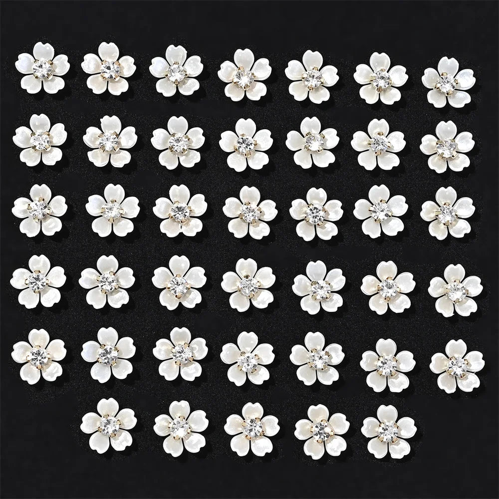 40pcs Imitation Pearl Flower-shaped Rhinestone Buttons for Jewelry Making Decorative Hat Clothes DIY Craft Sewing Accessories