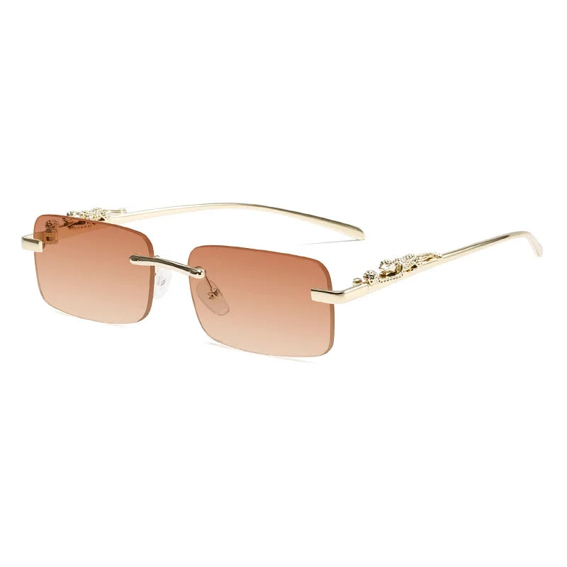Rimless Glasses Frame Women Men Fashion Cheetah Decoration Business Cool Eyeglasses Frames