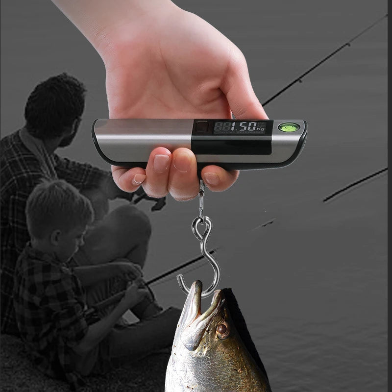 Portable Electronic Scale with Rule, Household Small 50kg Portable Mini Hook Weighing, High-Precision Luggage Weighing Device