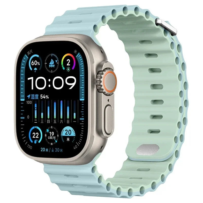 Ocean Silicone Strap For Apple Watch UItra 3 1 2 49mm 10 9 8 7 11 46mm 42mm 45mm 41mm Bracelet Wristband iWatch 6 5 4 SE3 44mm