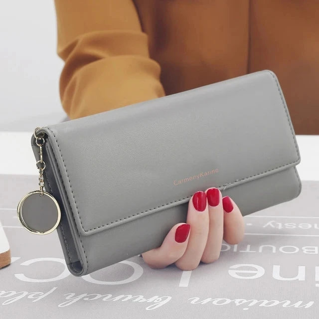 Yogodlns Casual Long Wallet For Women Pendant PU Leather Handbag Multi-layer Clutch Shopping Lady Purse Phone Card Holder Purse