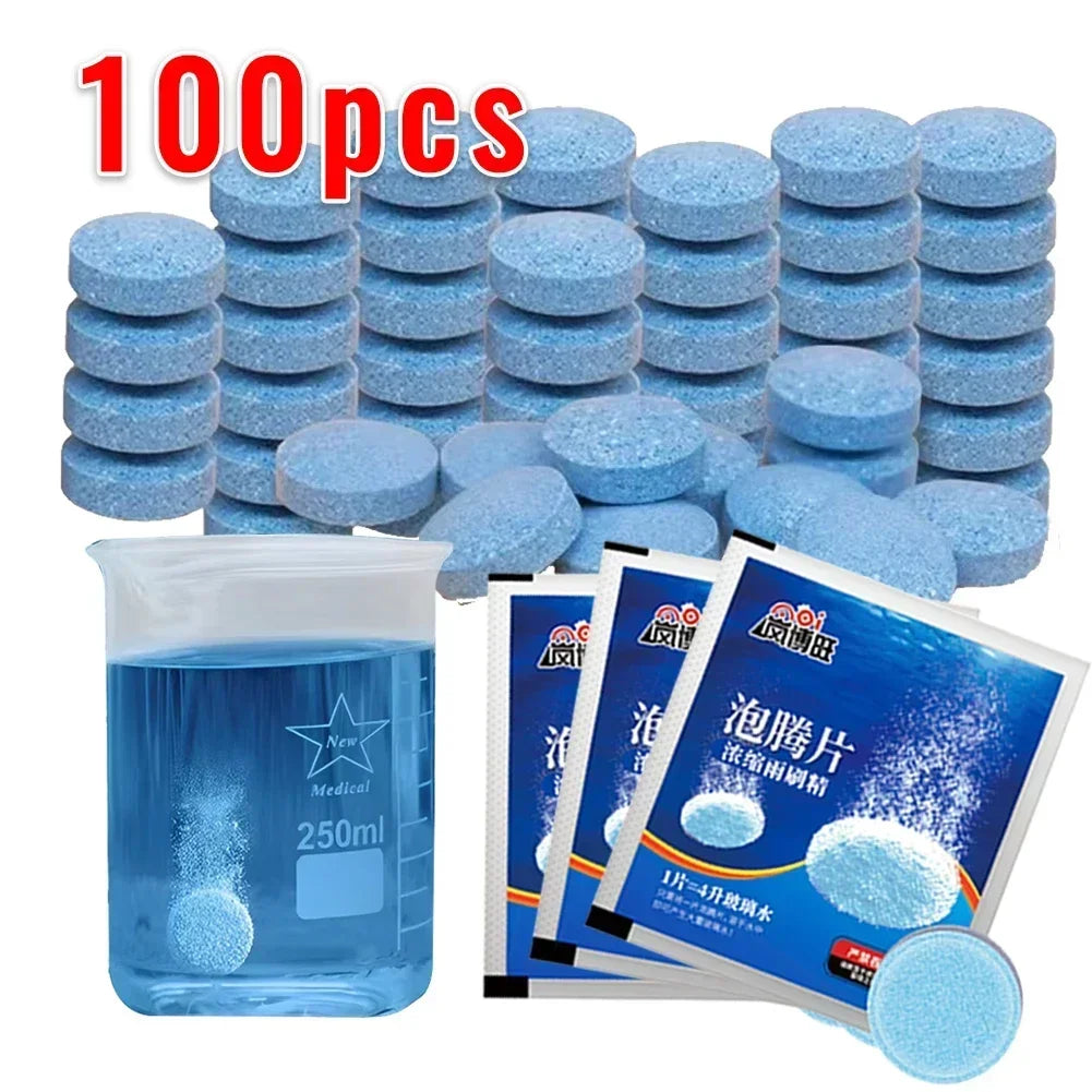 New 100Pcs Degreasing Film Wiper Essence Effervescent Tablets Solid Cleaner Car Windscreen Glass Toilet Cleaning Car Accessories
