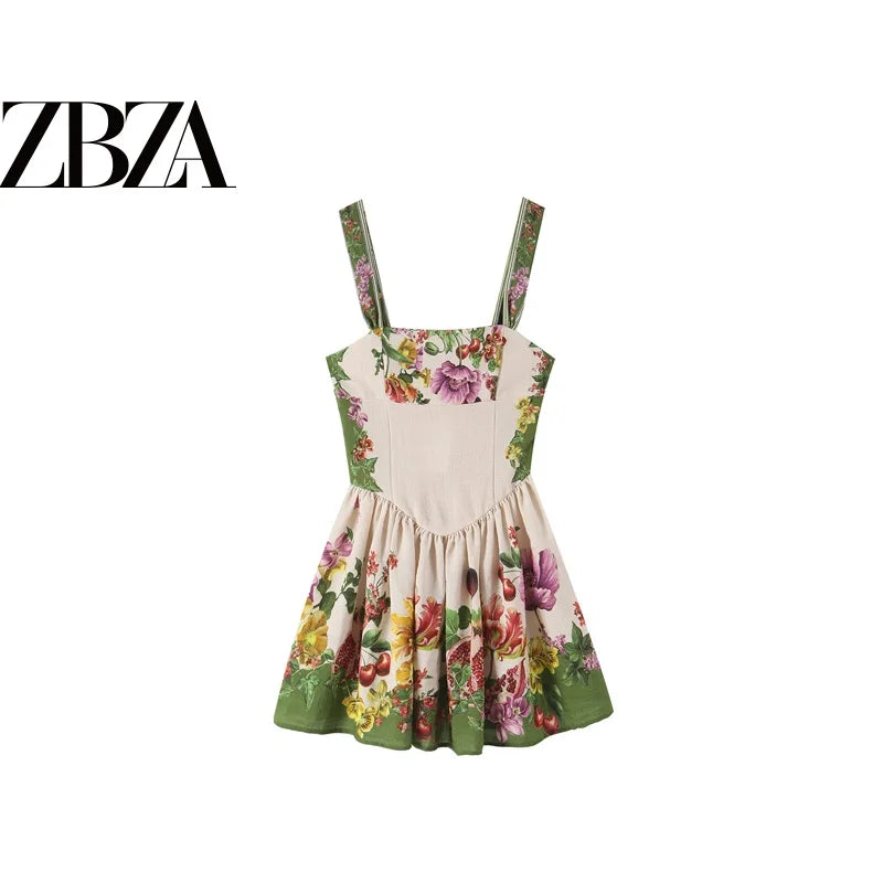 Elegant Fashion Floral Print Maxi Dress with Bell Sleeve Hemline Strapless A-Line Skirt Polyester Fabric City Walk Suitable
