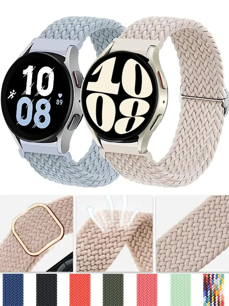 20 22mm Band For Samsung Galaxy Watch 7/6/5 pro/6 Classic/gear s3/active 2 Braided Solo loop bracelet for Huawei GT 2e 3 4 Strap