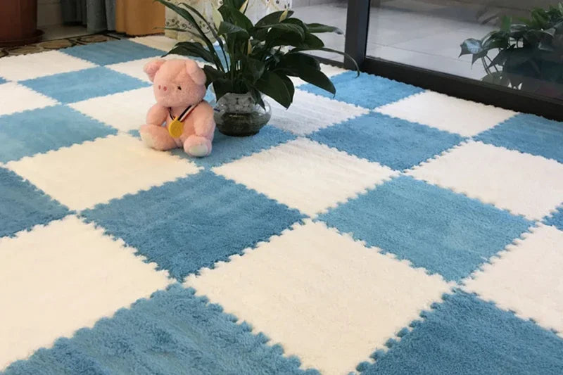 Soft Plush Children's Mat EVA Foam Puzzle Mat Long Hair Carpet Infant Developing Mat Rug Puzzle Interlock Keep Warm Playmat 30CM