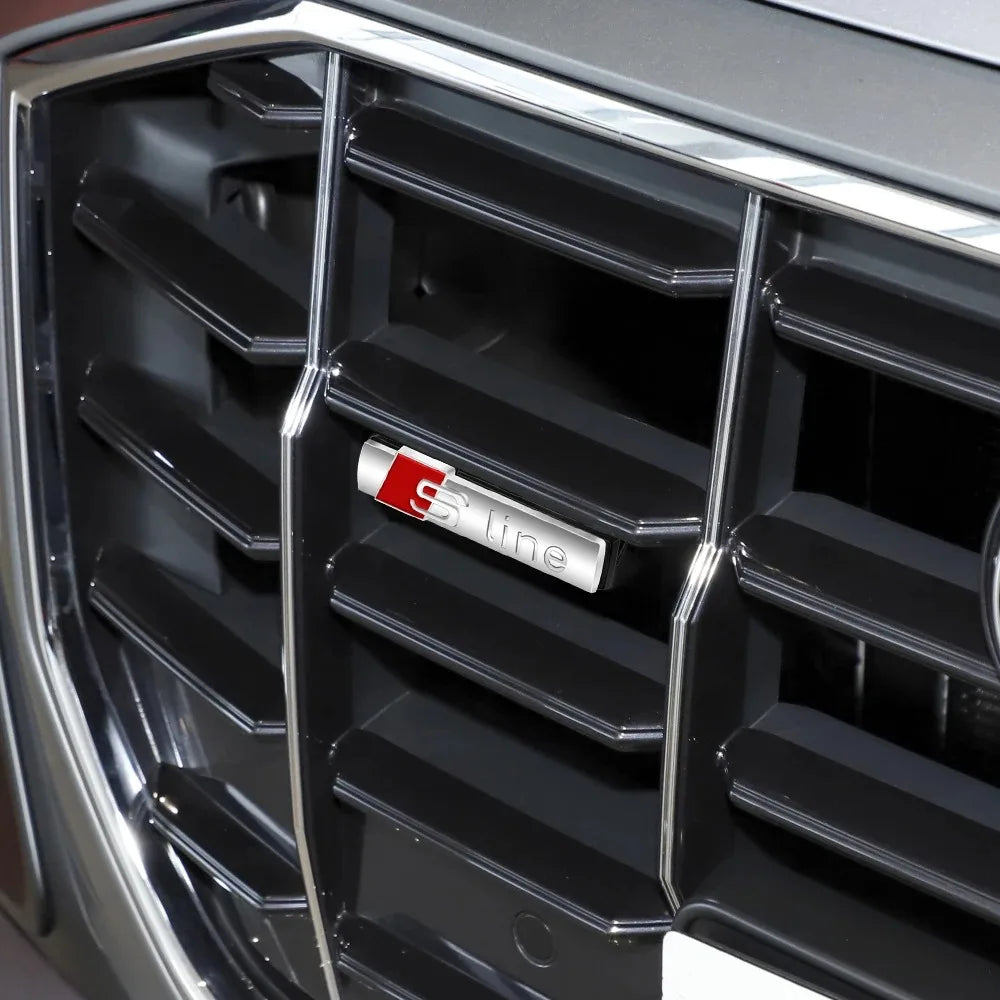 S Line 3D Logo Car Front Grille Badge Sticker Metal S Line Emblem For Audi Sline RS A3 A4 A5 A6 A7 A8 S3 RS3 RS5 RS6 S4 Q2 Q5 Q3
