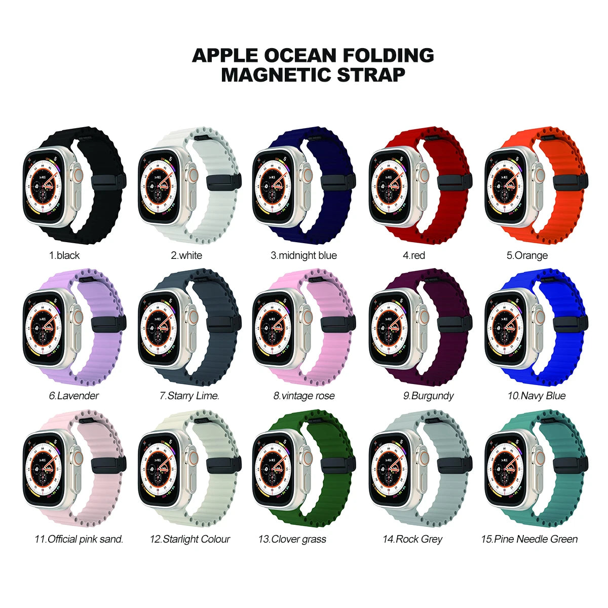 Silicone Strap For Apple watch band 49mm 45  44 40  41 38 42mm magnetic buckle bracelet iWatch Ultra series 7 6 3 se 8 9 Ultra 2