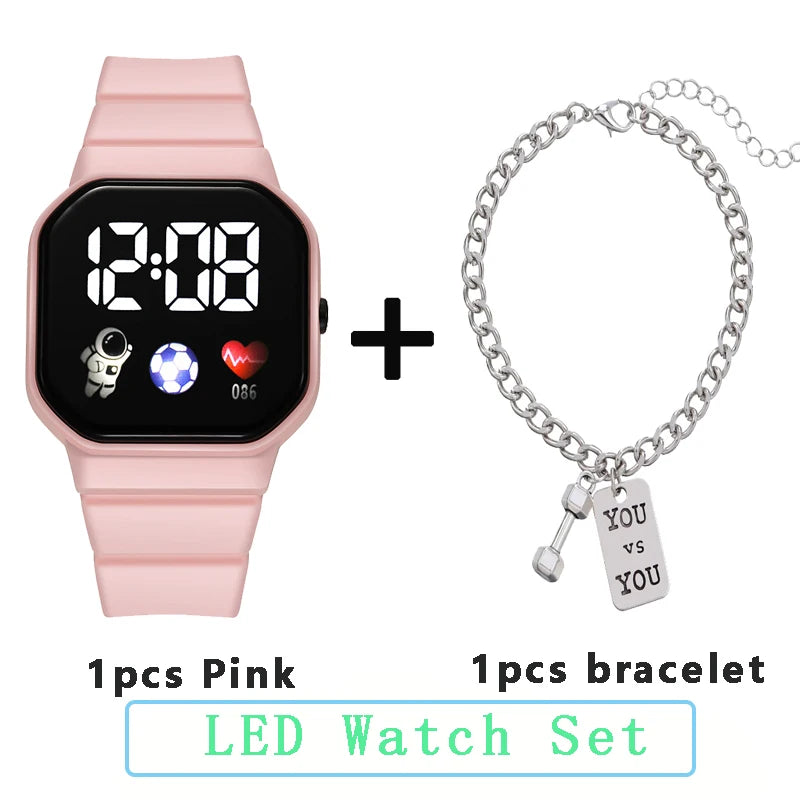 NEW Kids Watches with Bracelet Sport LED Digital Watches Silicone Strap Sport Electronic Wristwatch for Children Boys Girls Gift
