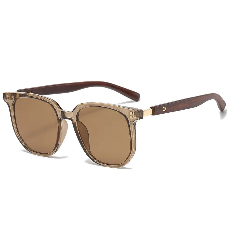Classic Brown Sunglasses Vintage Aesthetic Square Frame Gradient Lens Wood Texture Eyewear Unisex Sun Glasses Outdoor