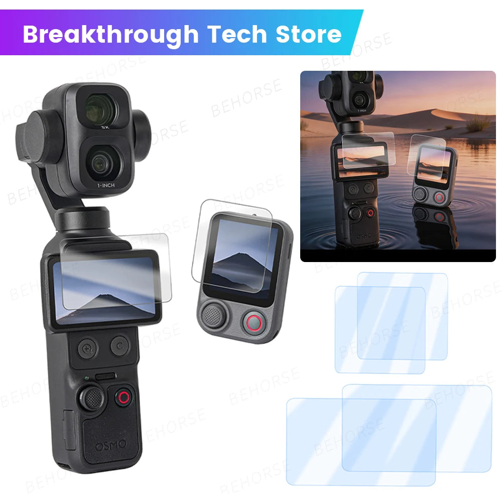 Sunnylife Tempered Glass Film for DJI Pocket 4P/4/3 Screen Film & Remote Control Film Combo for DJI Osmo Pocket 4P Accessories