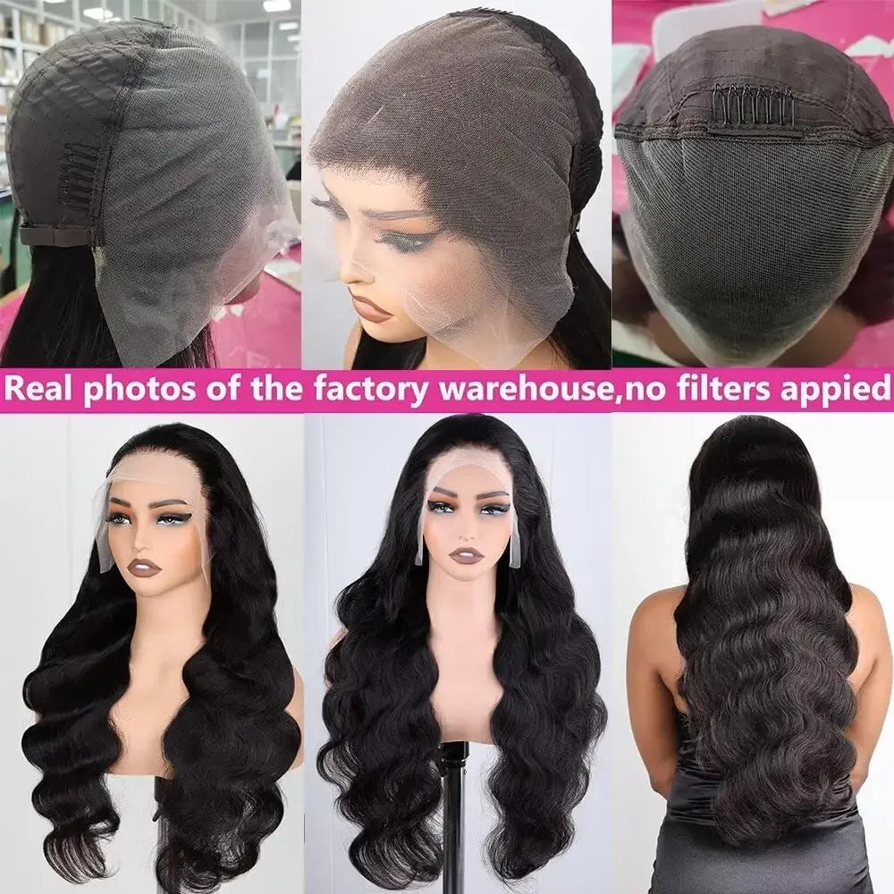 46 Inch 13x4 Lace Front Human Hair Wigs Body Wave 200 Density Remy Hair Glueless Wig Natural Color For Black Women Pre Plucked