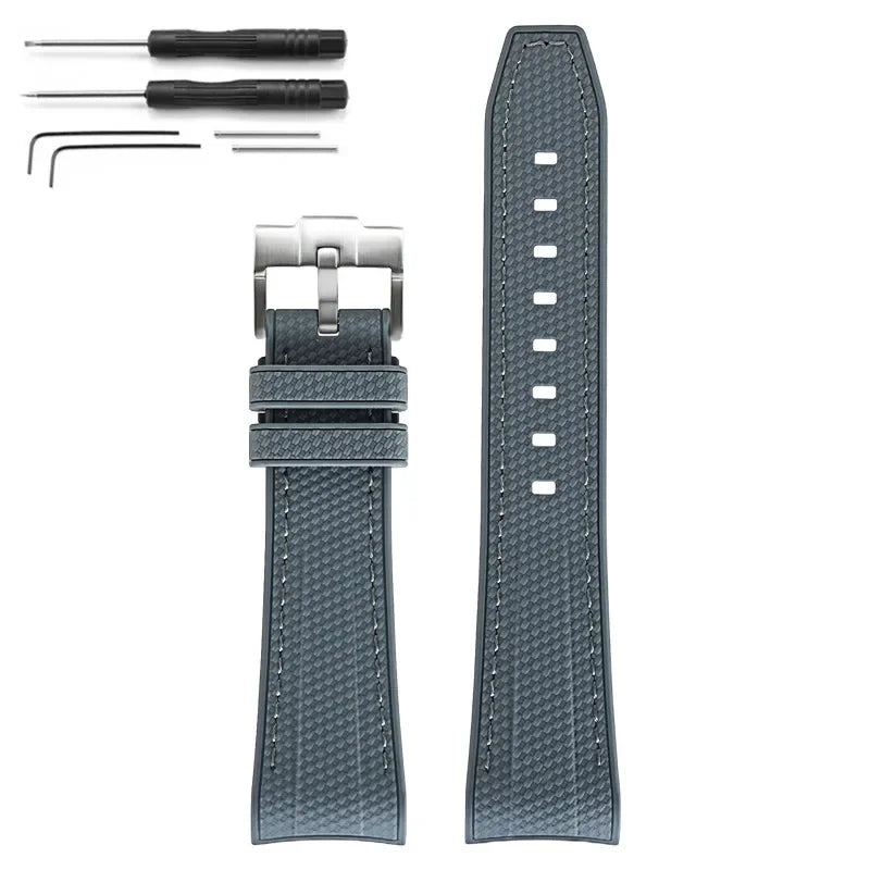 Rubber Silicone Watch Band for Swatch X Blancpain GREEN ABYSS Curved End Waterproof Sport Woven Pattern Strap Bracelet 22mm
