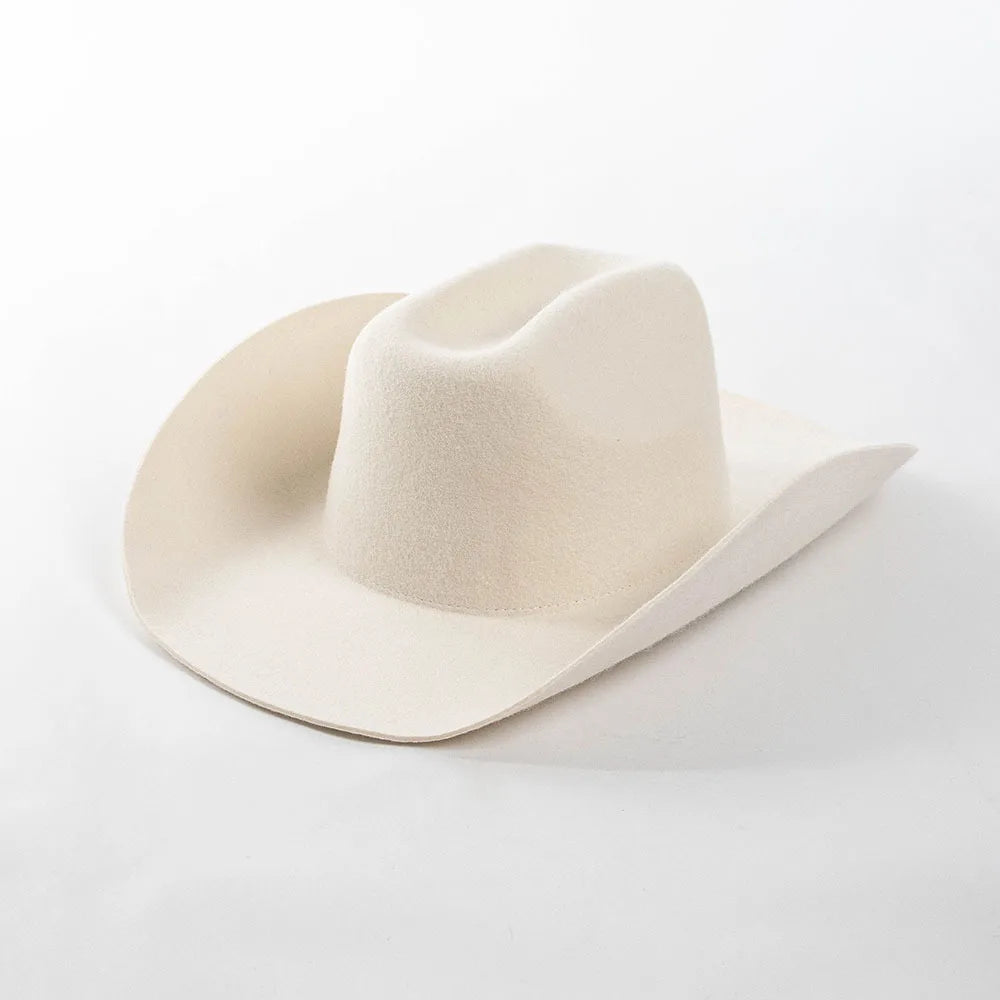 100% Wool Western Cowboy Hat Women Men Autumn Winter Casual Felt Cowgirl Hat Outdoor Sunshade Warm Concave Shape Fedoras Top Hat