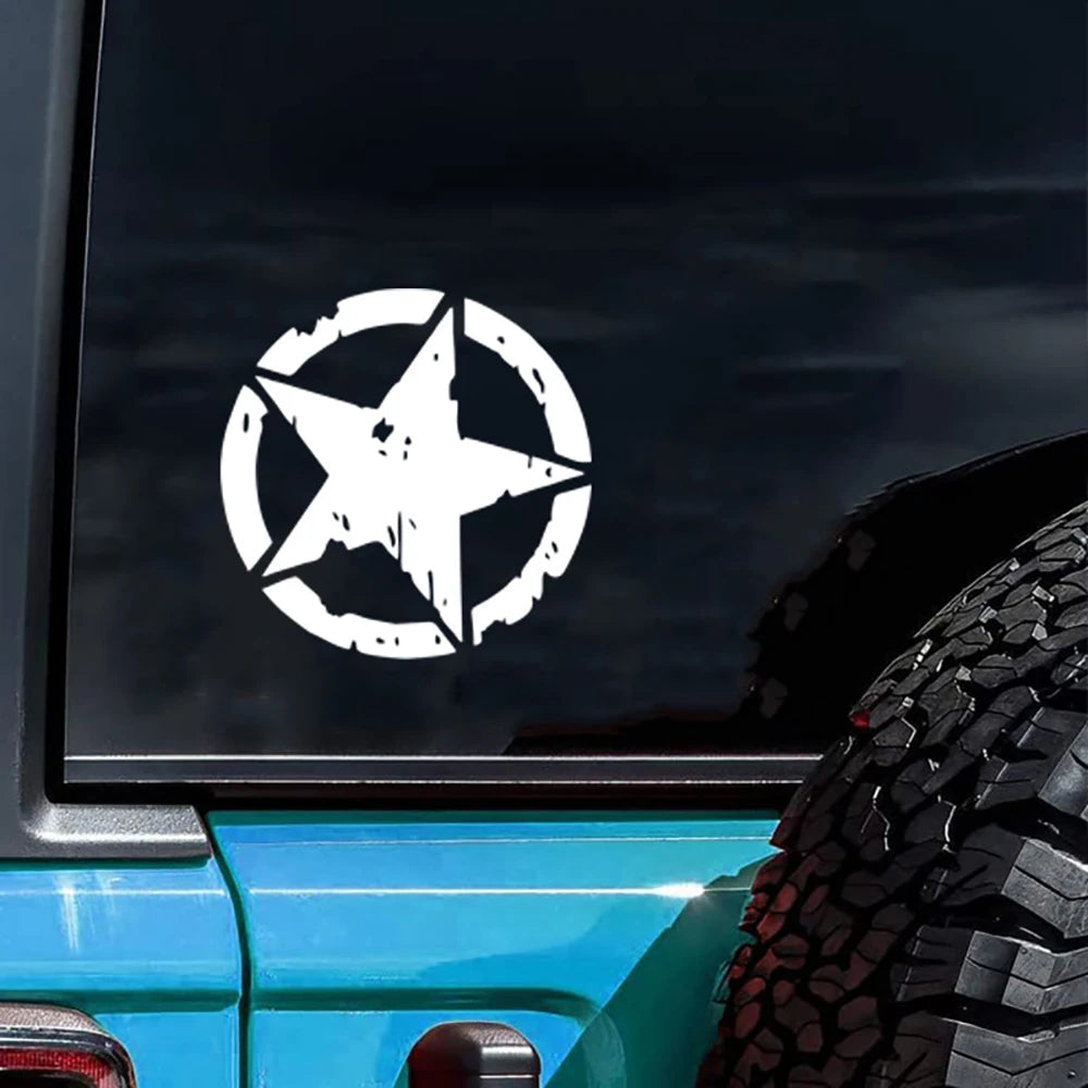Car Sticker Pentagram Waterproof and Sunscreen Personality Interesting Decal Military Army Star Hood Stickers Auto Accessories