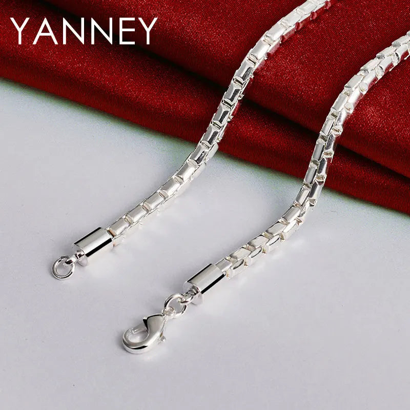 925 Sterling Silver 18 Inches 4MM Box Chain Necklace For Men Women Fashion Hip Hop Charm Gift Jewelry Wedding