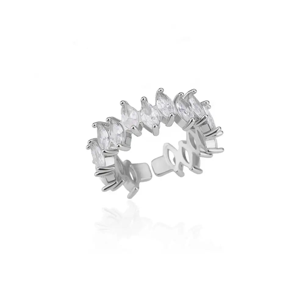 Luxury Zircon Double Layer Leaf Rings For Women Gold Color Stainless Steel Ring Boho Couple Jewelry Accesorios anillos mujer