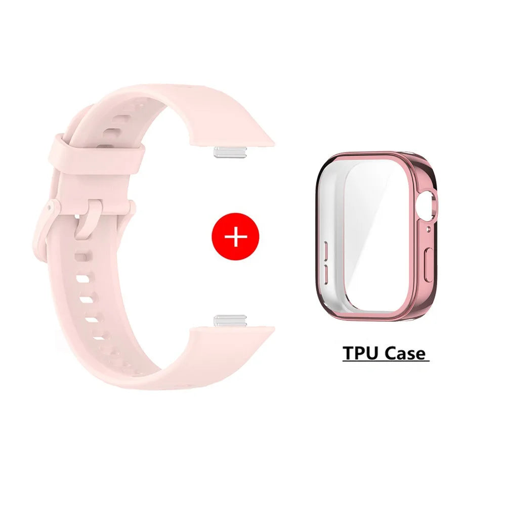 Silicone Watch Strap For Huawei Watch Fit 3 Strap Replacement Band For Huawei Watch Fit3 Strap With Case Screen Protector