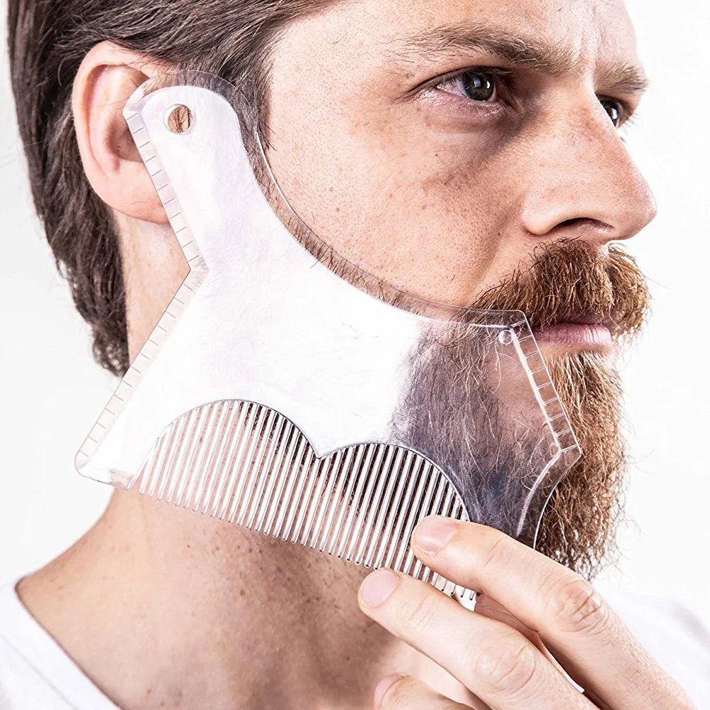 Men's All-in-One Beard Styling Comb - Creative Beard Stencil and Shaping Template Tools for Perfectly Groomed Facial Hair