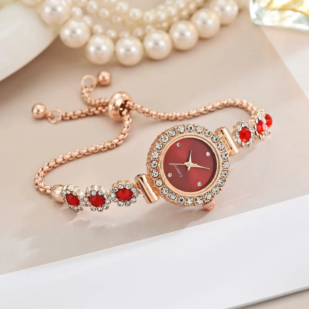 Fashion Rhinestone Women Watches Diamond Flowers Bracelet Ladies Quartz Wristwatch