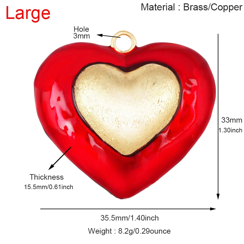 Enamel Flowing Heart Charm Pendant Valentine Gift,18K Real Gold Plated Colour,Necklace  Pendant for Handmade Jewelry Supply M92