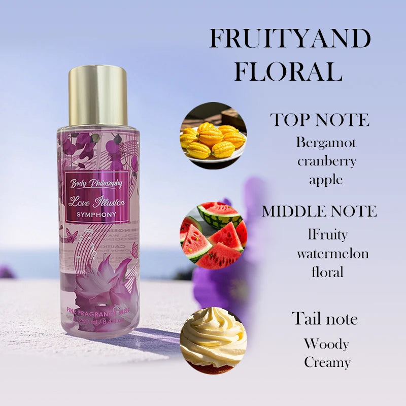 Women's Body & Hair Mist 8.4oz - 6 Fruity & Floral Scents, Spring/Summer Pheromone Fresh Fragrance Spray Perfume
