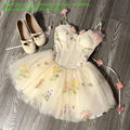 French Sweet Floral Fairy Mini Dress Summer Vacation Elegant Slim Waist Spaghetti Strap Short Dress Women Romantic Chic Outfit
