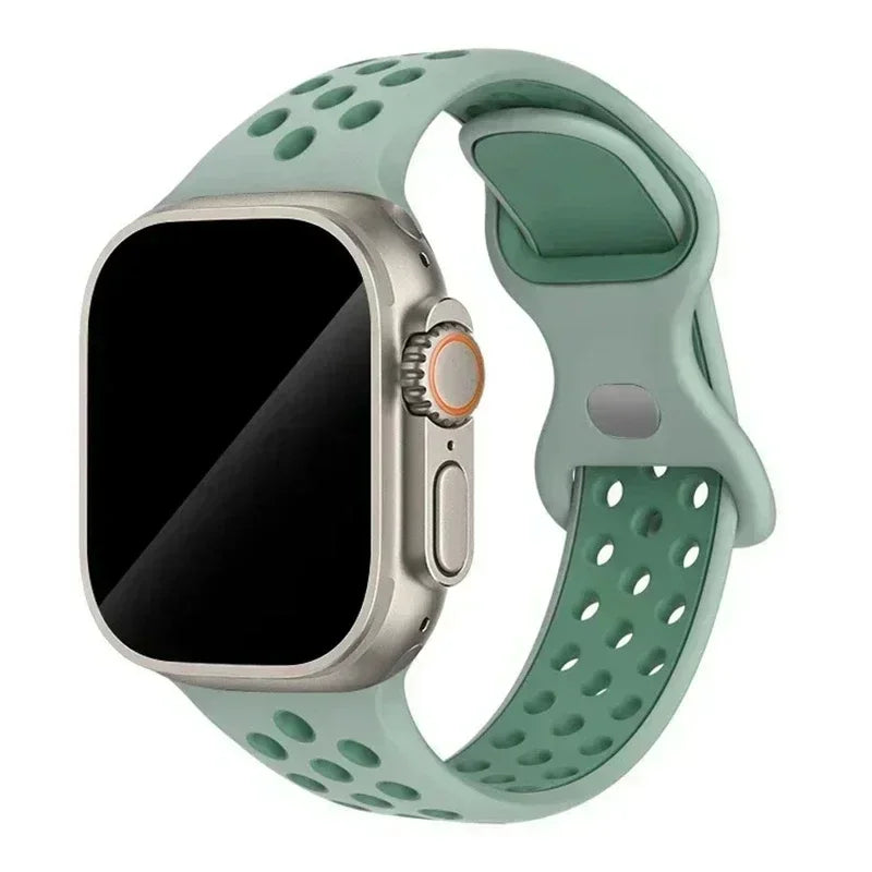 Original Silicone Strap For Apple Watch Band 49mm 44mm 45mm 40mm 42mm Breathable Correa for iWatch Series10 9 8 SE 7 6 Ultra