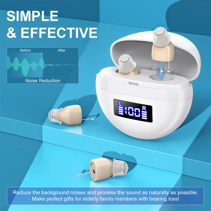 Rechargeable Hearing Aid For The Elderly With Noise Reduction Function, Digital Display, No Whistling Magnetic Hearing Aids, CIC