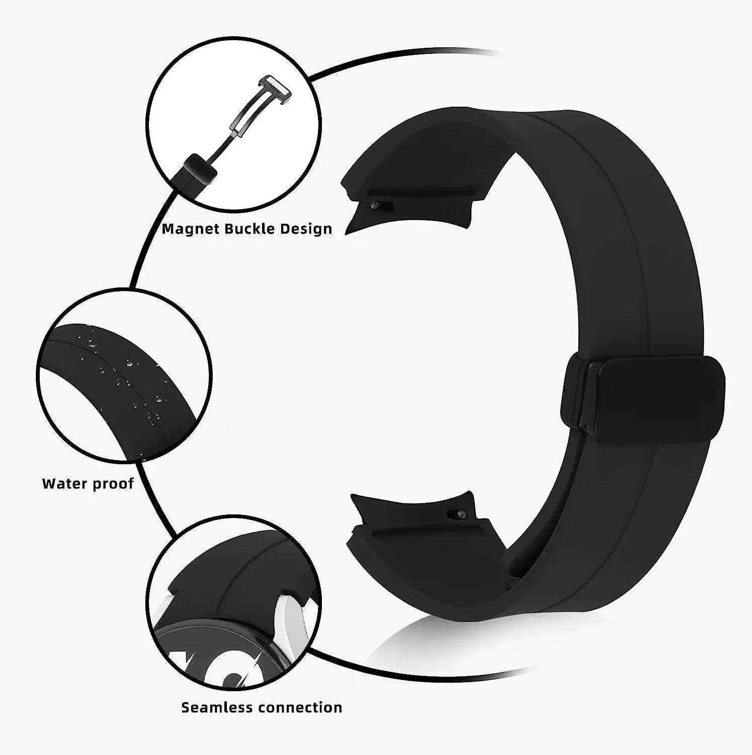 Original Silicone Band for Samsung Watch 7 6 5 4 Classic Strap 47mm 43mm 44mm 40mm Magnetic Buckle For Galaxy Watch 5 Pro 45mm