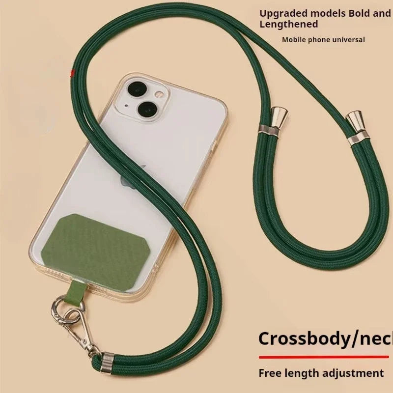 Universal Adjustment Phone Lanyard Solid Color Polyester Necklace Strap Long Hanging Rope With Clip Anti-Lost Crossbody Lanyard