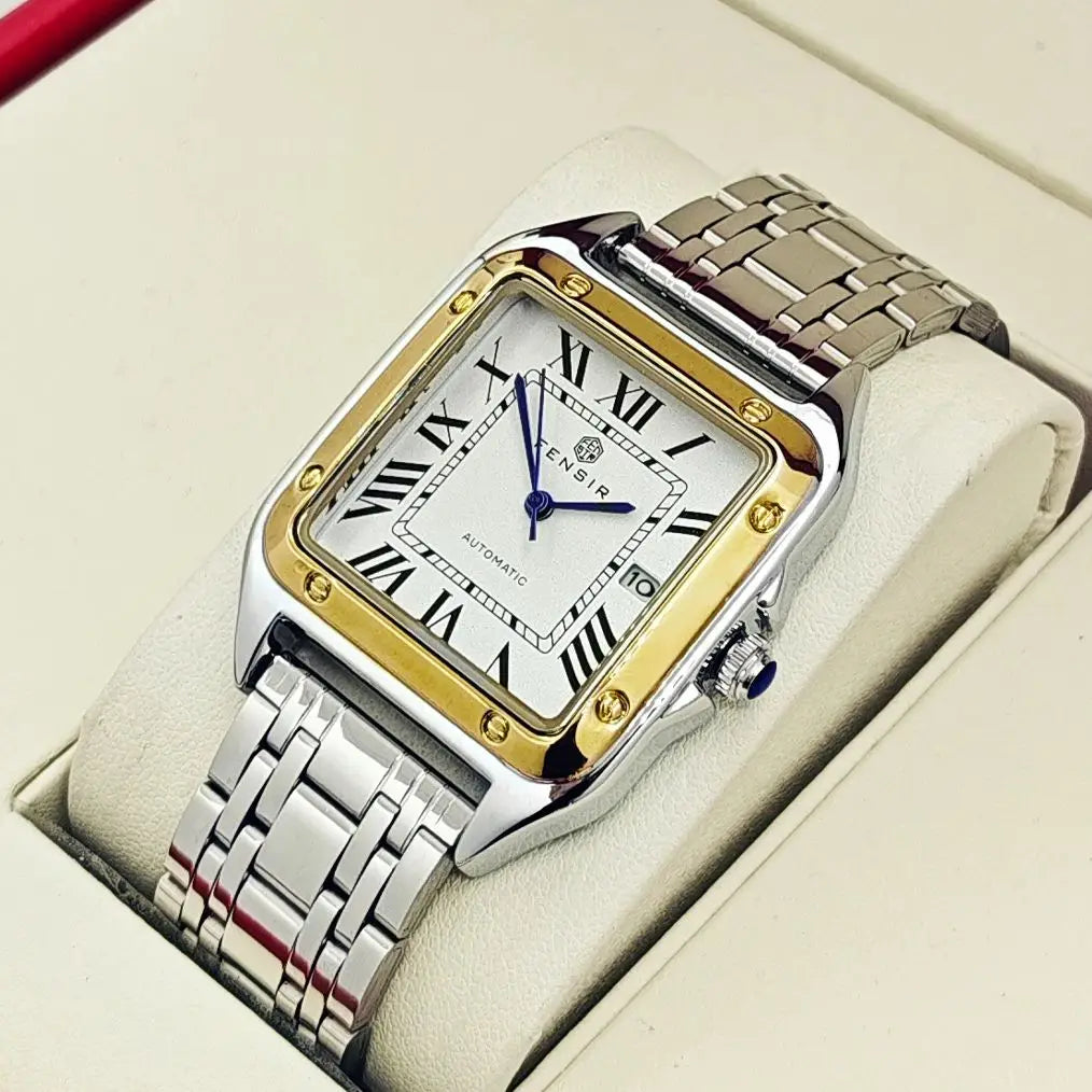 Luxury Watch for Men, Calendar Display, Stainless Steel Strap, High-End Luxury Small Square Men's Watch, Fashionable Business Casual Versatile Trendy Men's Wristwatch, the Best Gift for Him
