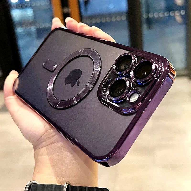 Luxury Transparent Wireless Charging Case For iPhone 15 14 13 12 11 16 17 18 Pro Max Plus Air Magnetic Silicone Cover