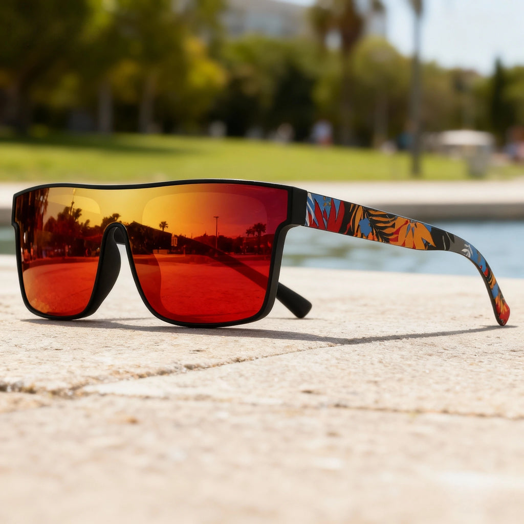 3PCS Colorful Sports Sunglasses - One-Piece Lens with Patterned Temples, UV400 Unisex for Cycling, Hiking & Beach