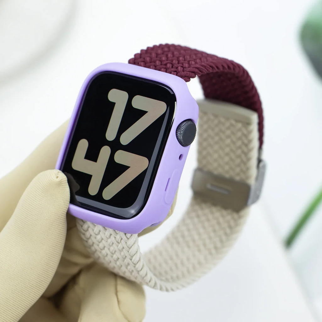 Korean Cute Braied Strap + Case For Apple Watch Band 49mm 41mm 45 44 38 42 Nylon Bracelet For iWatch Series 9 8 7 6 5 4 3 SE 40