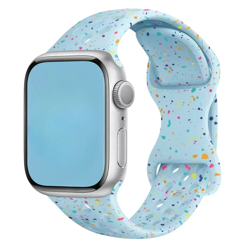 Original Silicone Strap For Apple Watch Band 49mm 44mm 45mm 40mm 42mm Breathable Correa for iWatch Series10 9 8 SE 7 6 Ultra