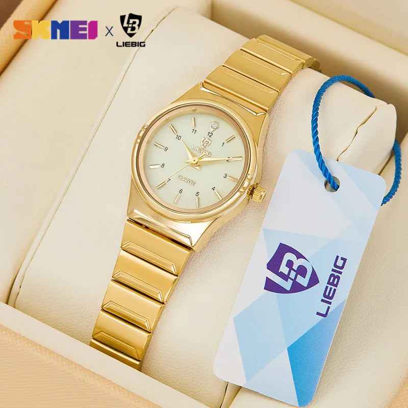 LIEBIG Women Quartz Watches Luxury Golden Stainless Steel Bracelet Waterproof Ladies Gold Wristwatch Girl Clock Relogio Mujer