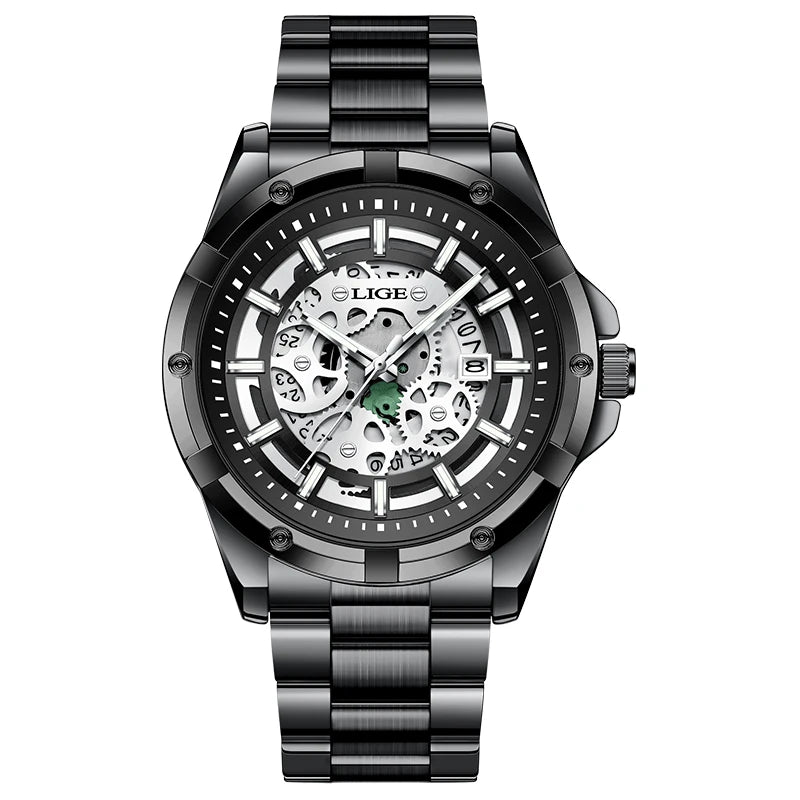 LIGE Business Men's Watches Waterproof Calendar Luminous Fashion Quartz Watch For Man Stainless Steel Male Clock Reloj Hombre