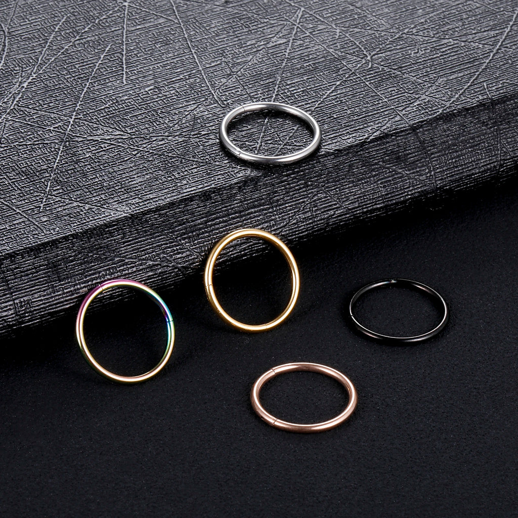 1PC 12G-20G Septum Piercing Surgical Steel Clicker Hinged Segment Ring Goth Nose Hoop Earrings Lip Ear Cartilage Helix Piercings