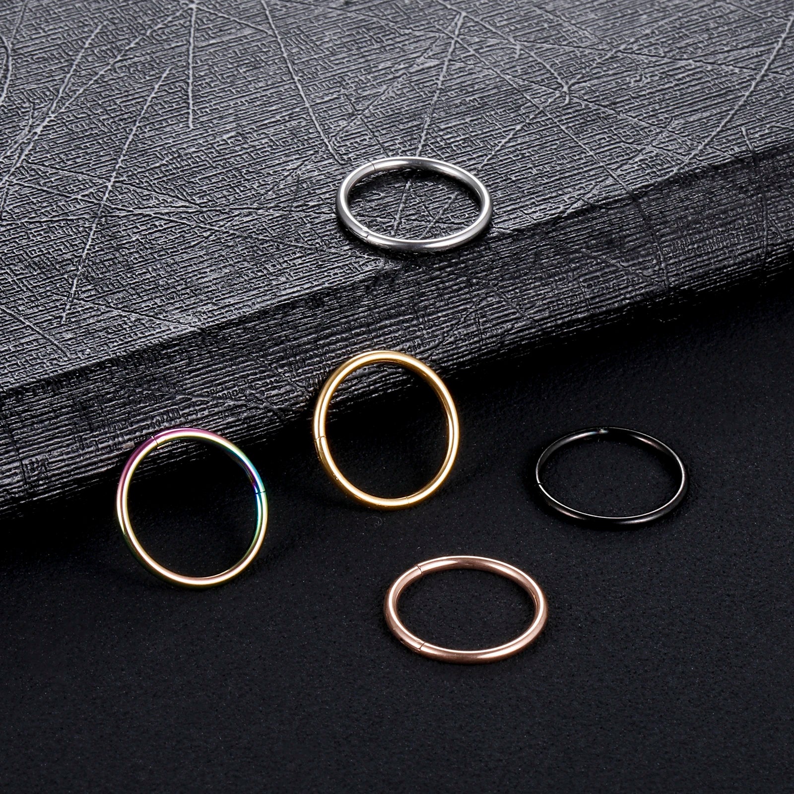 1PC 12G-20G Septum Piercing Surgical Steel Clicker Hinged Segment Ring Goth Nose Hoop Earrings Lip Ear Cartilage Helix Piercings