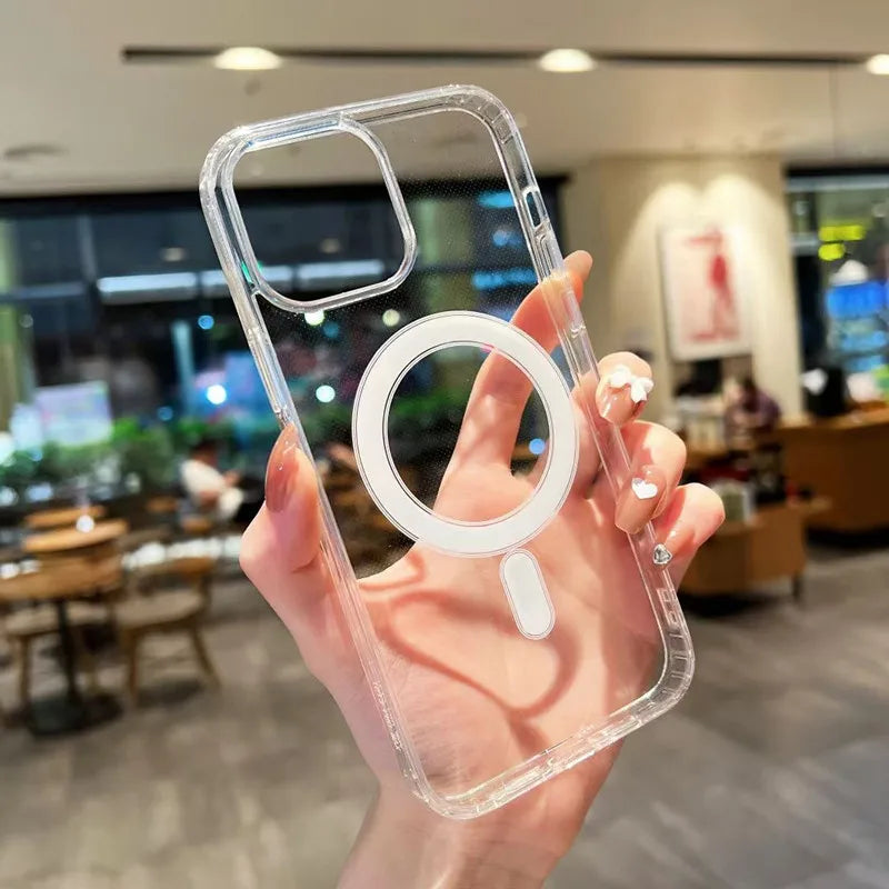 For iPhone 17 ProMax Transparent For Magsafe Magnetic Case for iPhone 17 16 15 14 13 12 11 X XR XS Max Pro Plus Shockproof Cover
