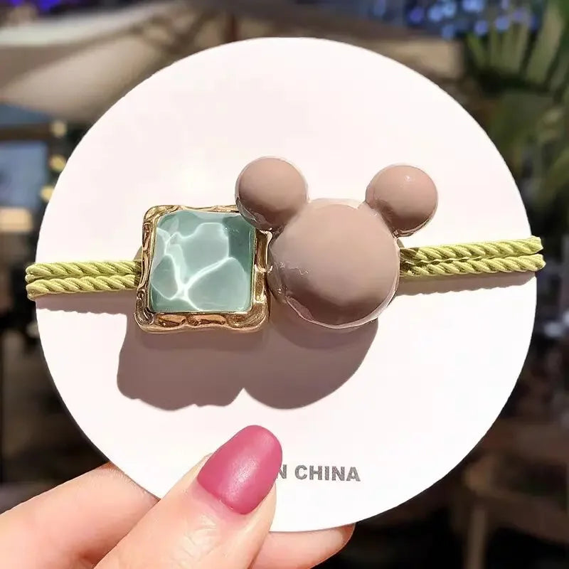 5/10/20PCS Resin Mouse Hair Tie Sweet Hair Ring Square Hair Rope Cute Elastic Ponytail Holder Hair Accessories Women