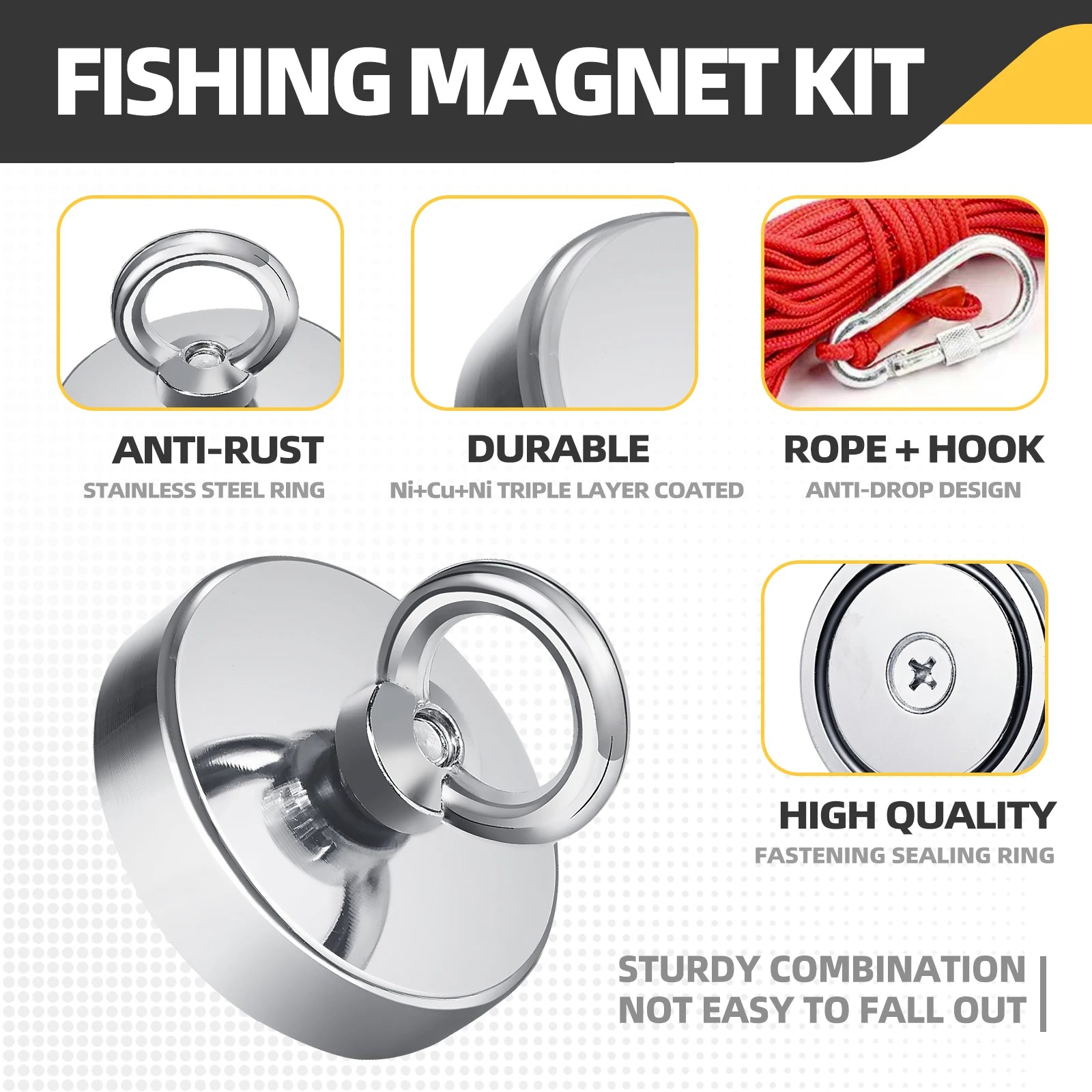 D16MM D42MM Fishing Magnet Searcher Power Super Neodymium Strong Magnet Heavy Duty Search Magnet 100 kg Merry Christmas