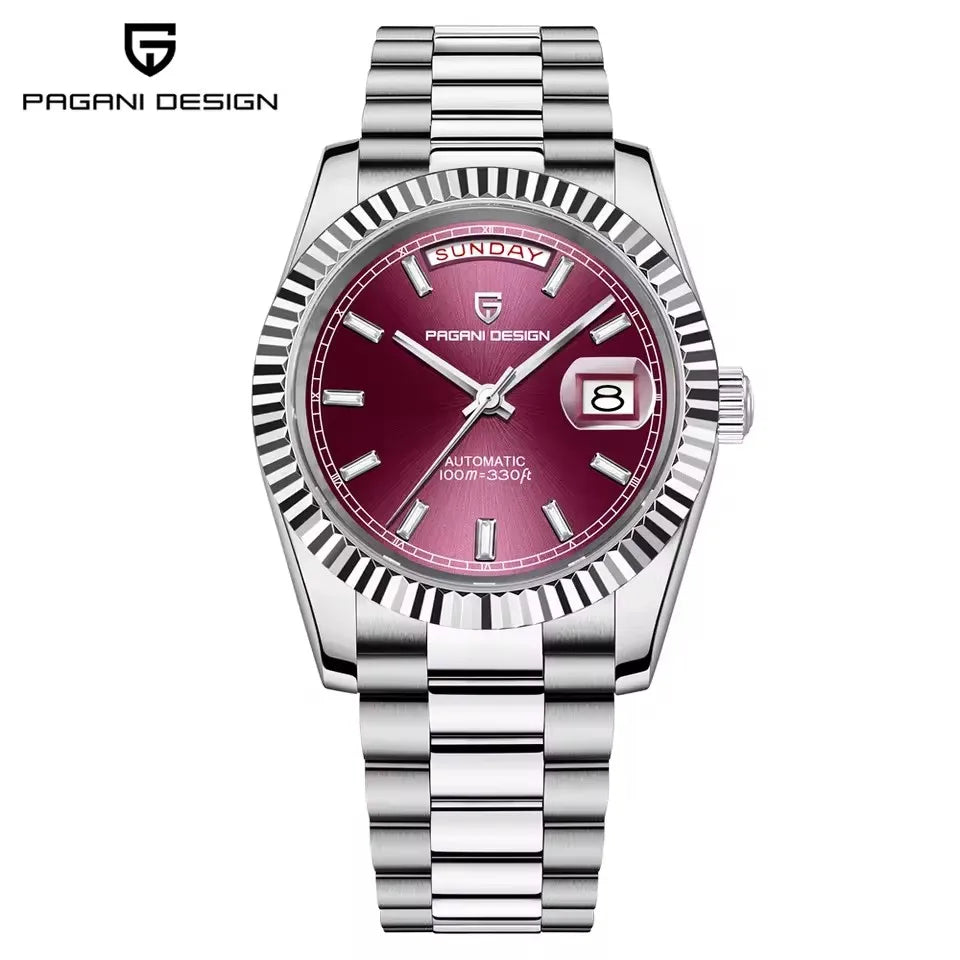PAGANI DESIGN New Week Calendar Type Watch Japan Movt Waterproof Mechanical Man watch 316L All Steel Luxury Luminous Men watch
