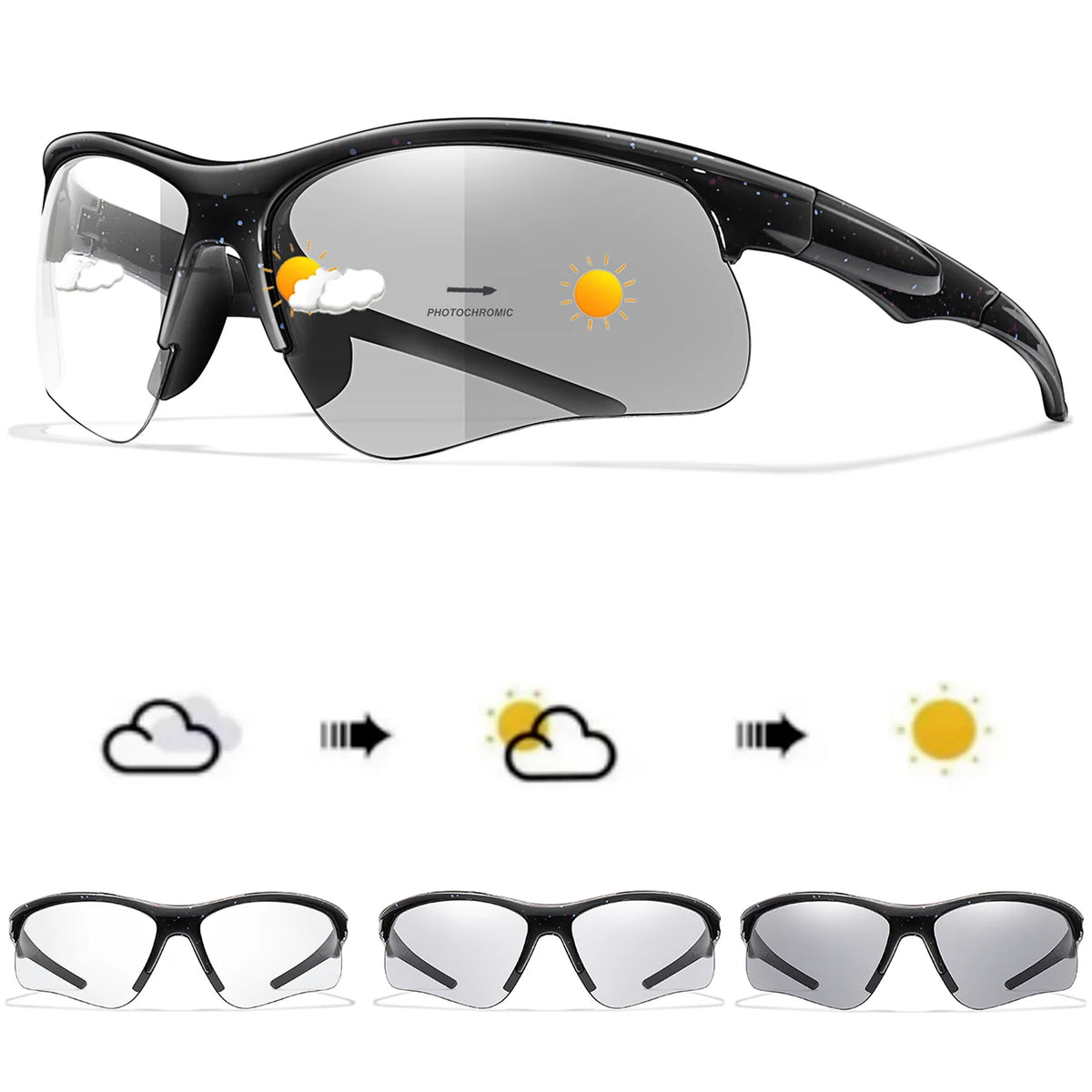 Trendy Style Photochromic Sunglasses For Men Women Outdoor Mtb Bicycle Cycling Runnging Eyewear Sports Bike Windproof Goggles