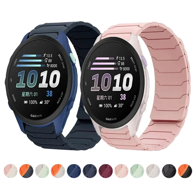 18mm 20mm 22mm Silicone Magnetic Strap for Garmin Forerunner 170 70 570 55 265 255/Active 6 5 Bracelet Venu 4 41/45mm Watchband