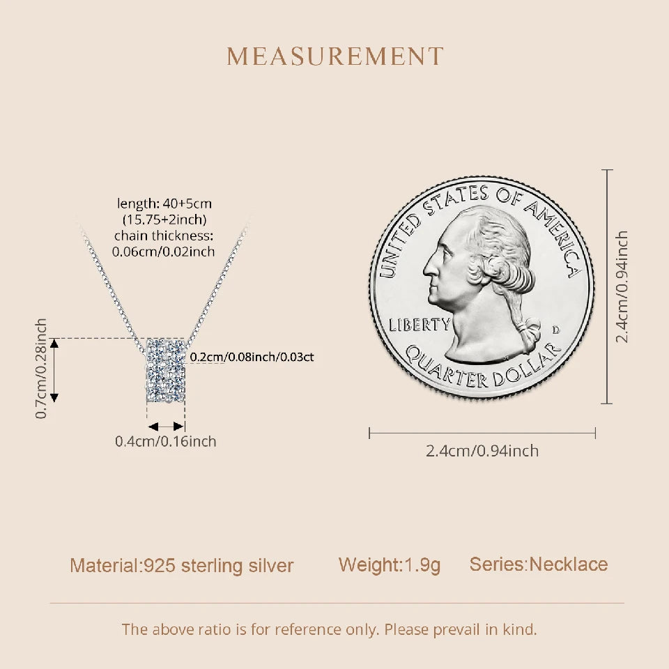 BAMOER Moissanite Ring Hoop Necklace Full Enternity Pendant D Color Lab Diamond for Women 925 Sterling Silver Wedding Jewelry