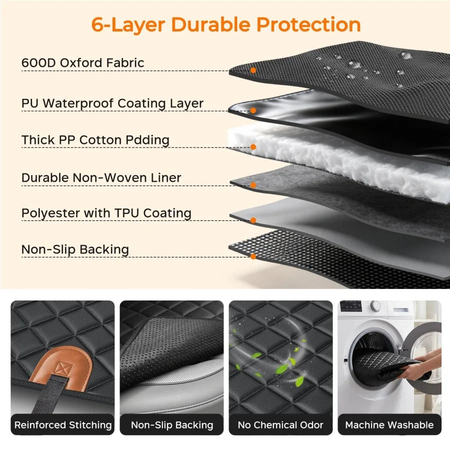 YVDKL pet dog car seat cover, 100% waterproof, hammock style design, 600D high-strength scratch resistant anti slip durable soft backrest, suitable for cars and SUVs