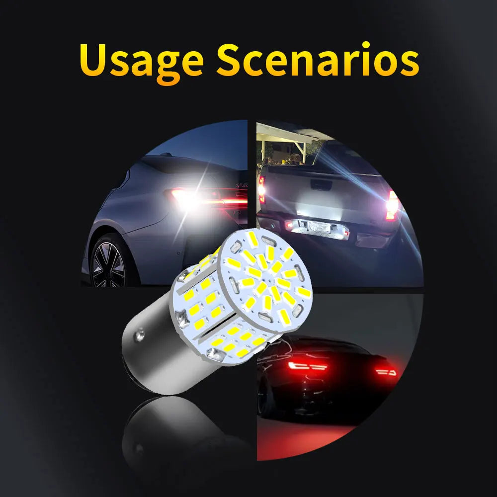 2PCS Ultra Bright LED Brake Stop Reversing 1156 BA15S P21W S25 G18 1157 BAY15D P21/7W 12V Plug and Play Car Lights Turn Signals