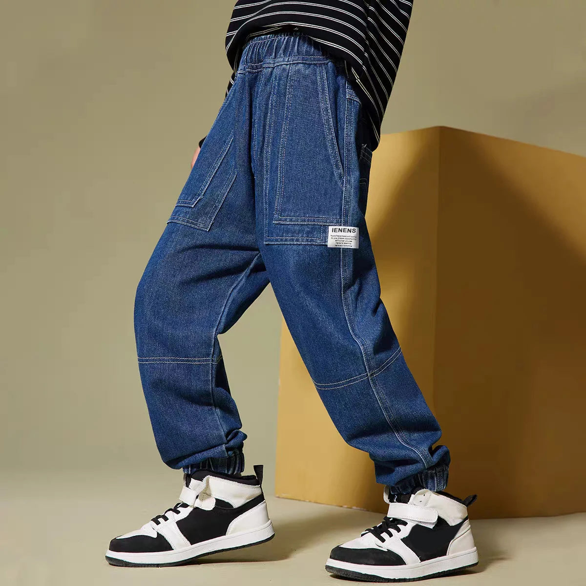 IENENS Kids Boys Jeans Baby Clothes Classic Pants Children Denim Clothing Infant Boy Casual Bowboy Bottoms Trousers  4-11 Years